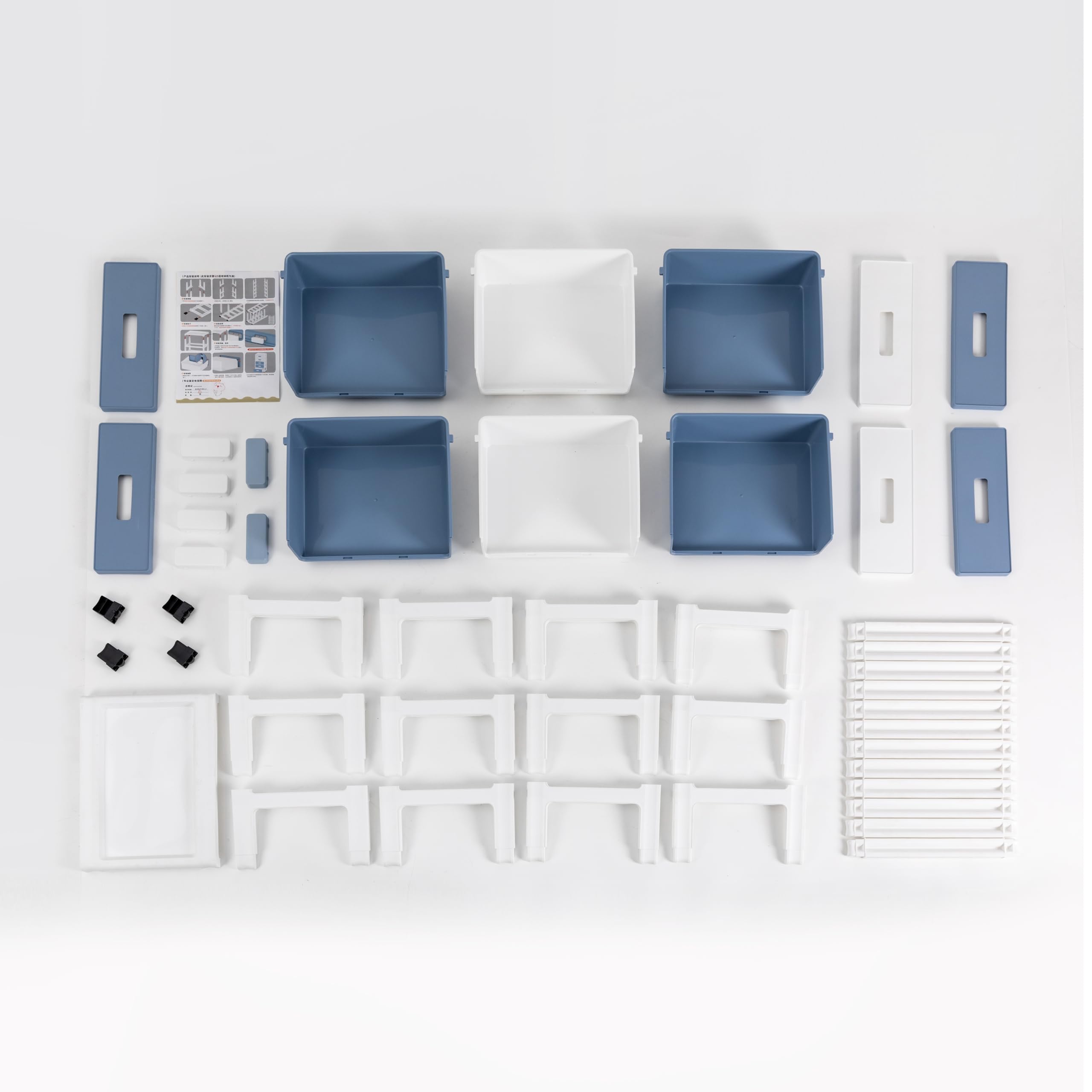 Cassettiera Organizzatrice con 6 Cassetti e Rotelle, Scatola Plastica PP 35x26x83.5cm, Colore Blu e Bianco, Mobile con Scomparti per Archiviazione Documenti e Oggetti