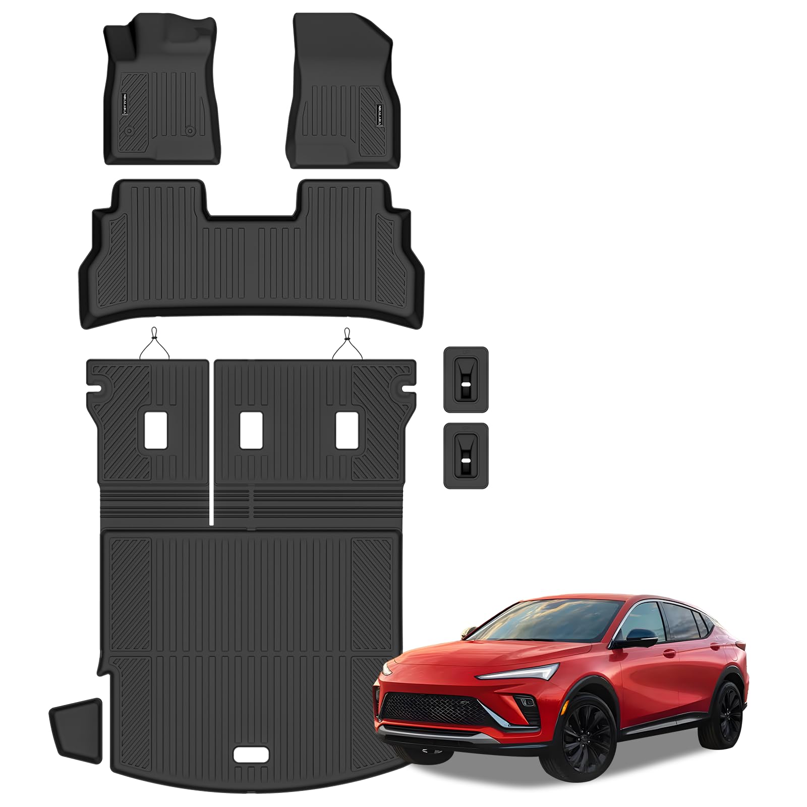 Floor Mats & Cargo Liner & Backrest Mat for 2024-2026 Buick Envista All Weather Protection TPE Rubber Full Set Automotive Floor Liners & Trunk Mat for 2025 Buick Envista Accessories, Black