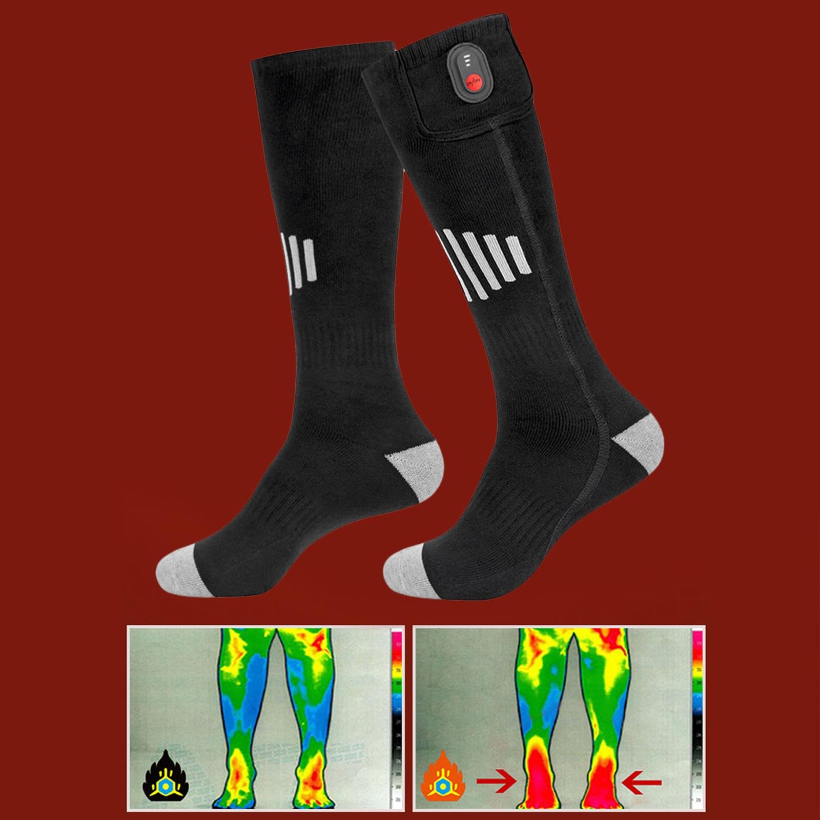 1 Paire Chaussettes Chauffantes Chaussettes de Ski Coton Respirant Chaussettes Épaisses Confortables Chauffantes Automatiques Convient Aux Sports D'Hi