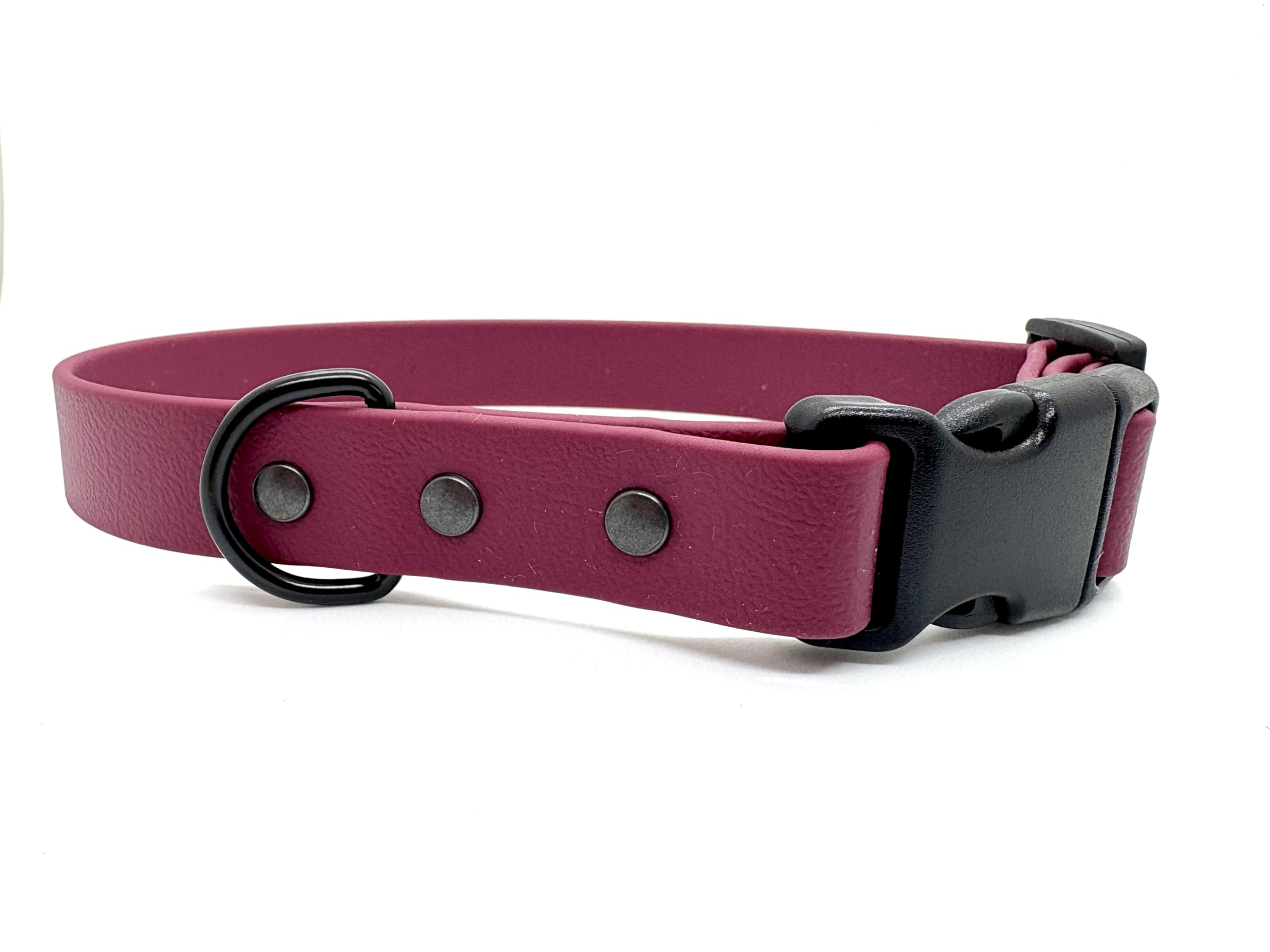 Biothane Waterproof Dog Collar with Quick Release Buckle (Wine, Medium 30cm-40cm 20mm wide)