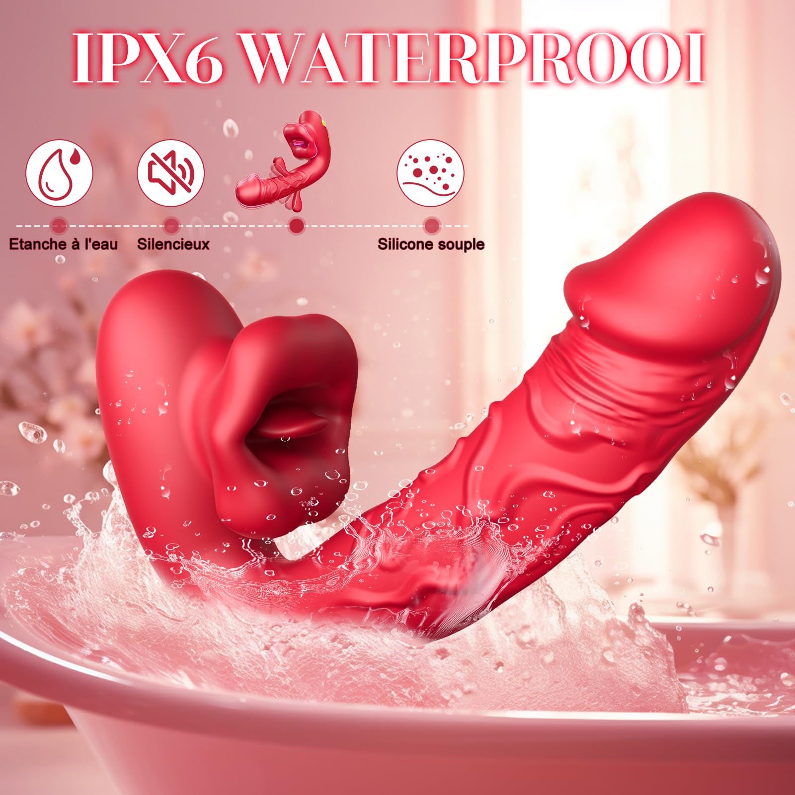 Vibromasseurs Feminin Sex Toýs Femme,4 IN 1 Gode Vibro-Masseur Sex Toys Vibromasseur Femme Clitoridien Puissant Avec 10 Battement & Léchage & Vibrations,Femme Vibrant Point G Stimulateur Clitoridien.