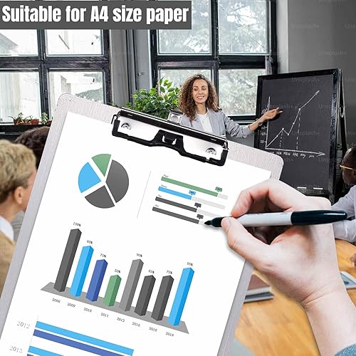 Miniatura 5 de Portapapeles Magnéticos de Acero Inoxidable, Portapapeles de Metal con Clip de Perfil Bajo 304, Tablero Negro para Refrigerador, Férulas de Recetas