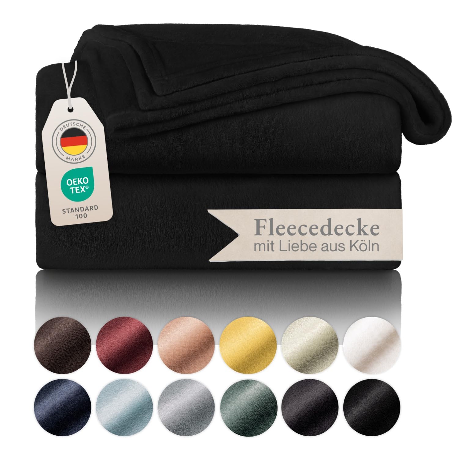 Blumtal Kuscheldecke flauschig - Oeko-TEX zertifizierte Fleecedecke 130x150 cm - Wohndecke 130x150 cm - Schwarze Decke - Wohn- & Kuscheldecke - Wohndecke Kuscheldecke - Fleecedecke Schwarz