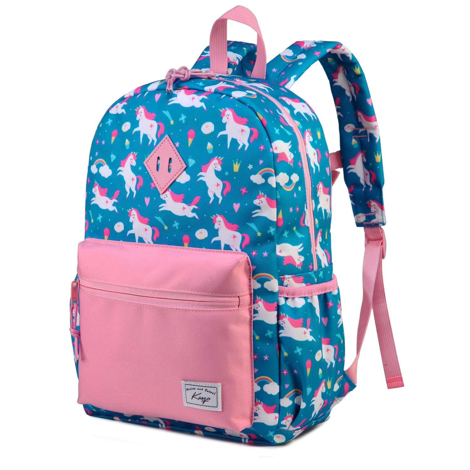 Mochila Escolar Infantil, 13L Mochila de Colegio para Niños y Niñas 4-7 años, Resistente al Agua, Apta para Carpeta A4, Correa de Pecho (Unicornio Azul)