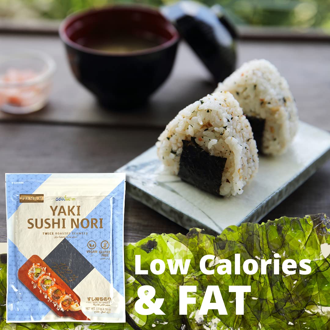 Buy Seafarm Yaki Sushi Nori Twice Roasted Seaweed 50 Sheets 4.58oz