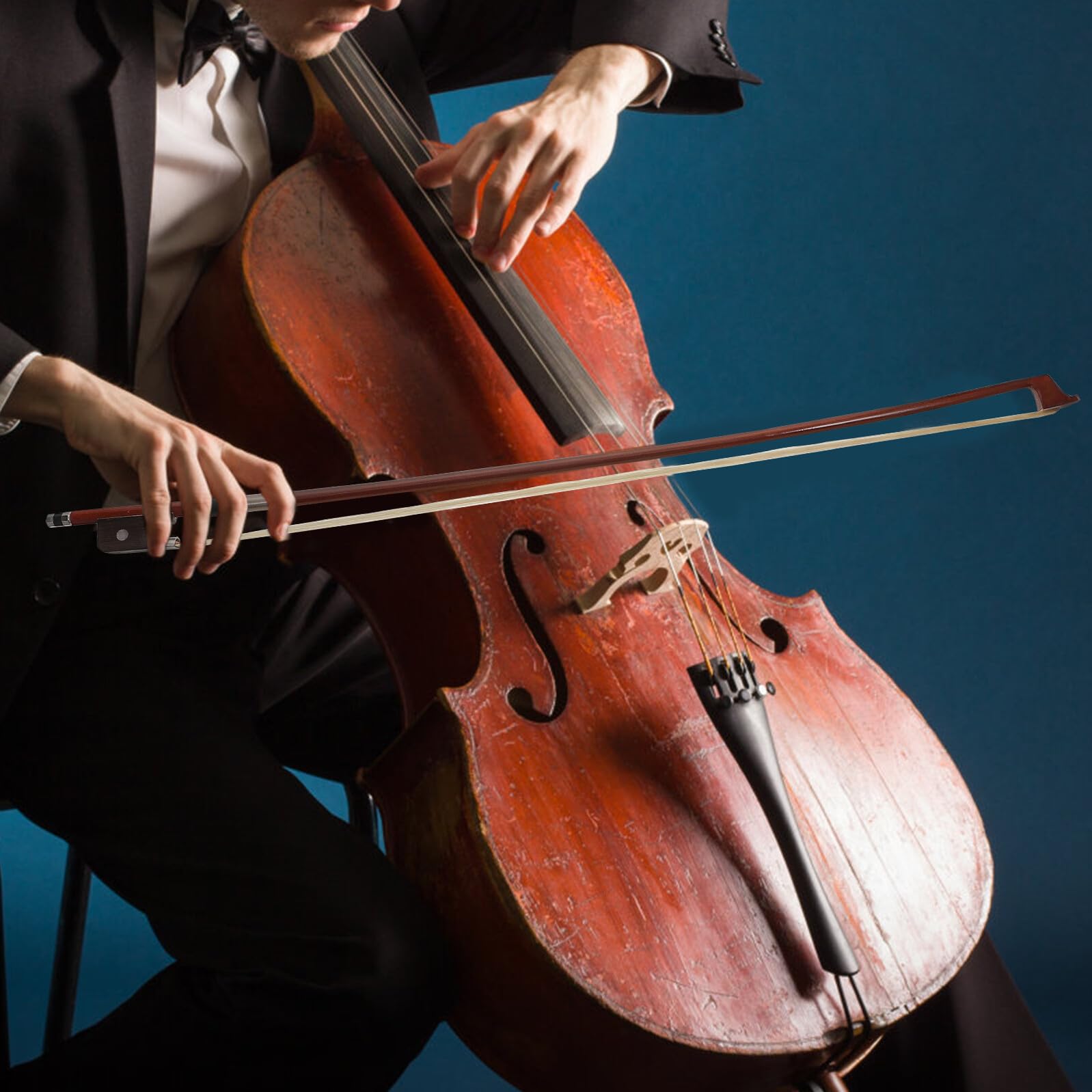 Gatuida Professioneller Cellobogen 4/4 Aus Pferdehaar Handgefertigt Brasilholz Cello Bogen Für Üben Und Aufführung