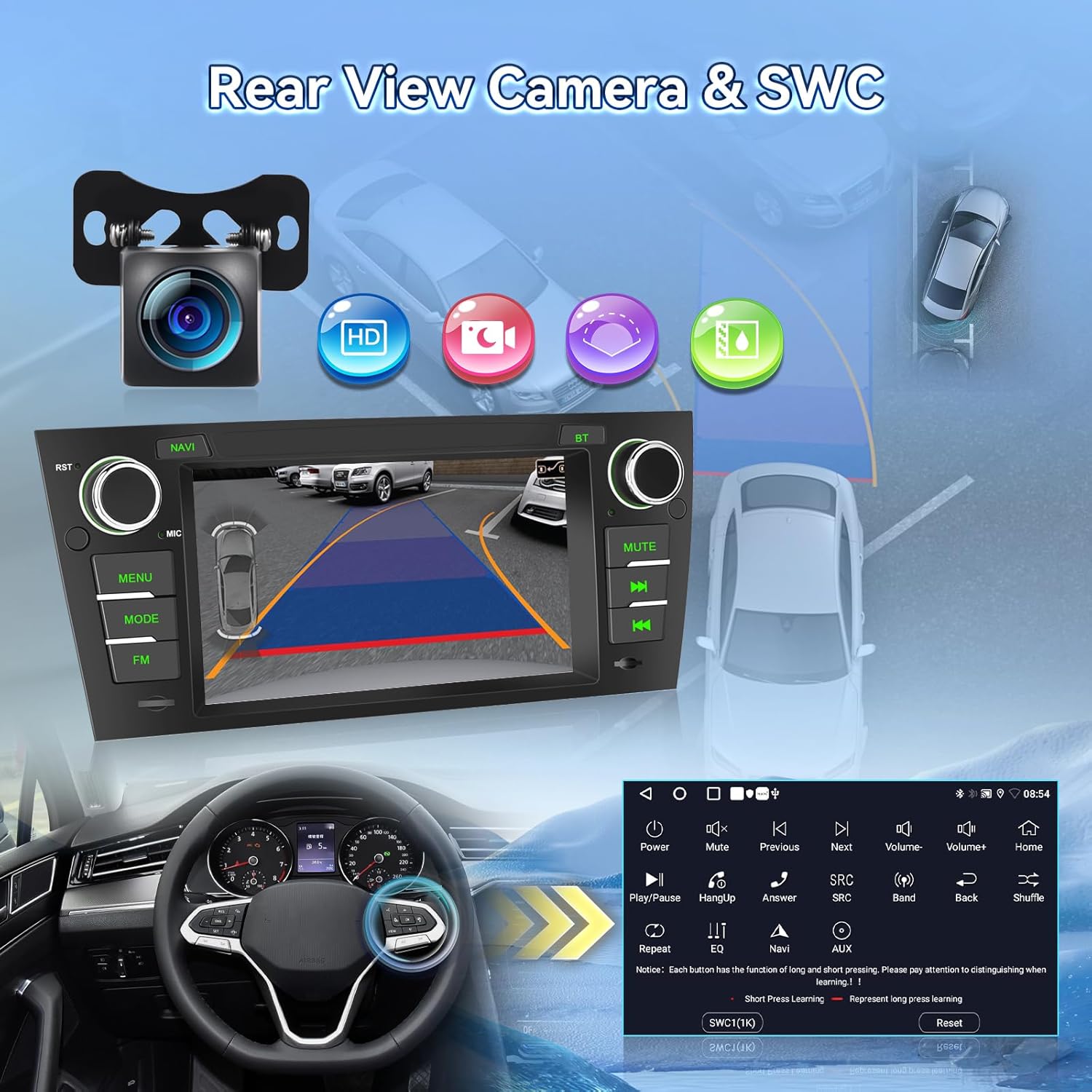 5GHz WiFi Car Stereo for BMW 3 Series E90 E91 E92 E93 2005 2006 2007 2008 2009 2010 2011 2012, Android 15 CarPlay Radio - 7 Inch Touchscreen Android Auto Radio with DSP/GPS/SWC/Rear View Camera