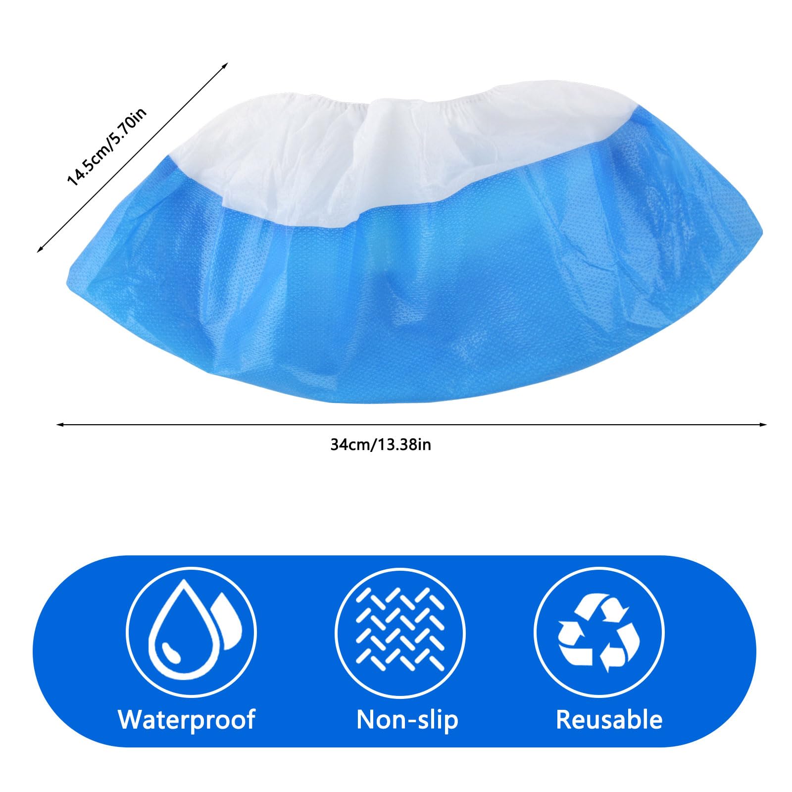 100 Stück Überschuhe Schuhüberzieher, CPE+PP Kunststoff Schuhüberzüge Mehrweg Überziehschuhe Regenschutz Überschuhe, Schuh Überzieher wasserdicht Onesize Indoor und Outdoor