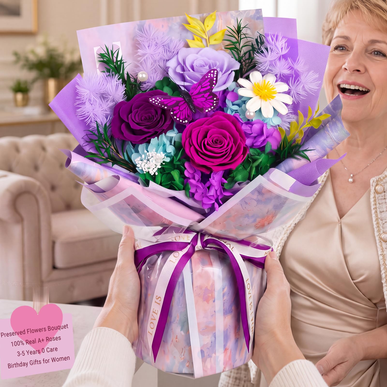 Ramo de flores preservadas para regalos de cumpleaños para mujer: duración