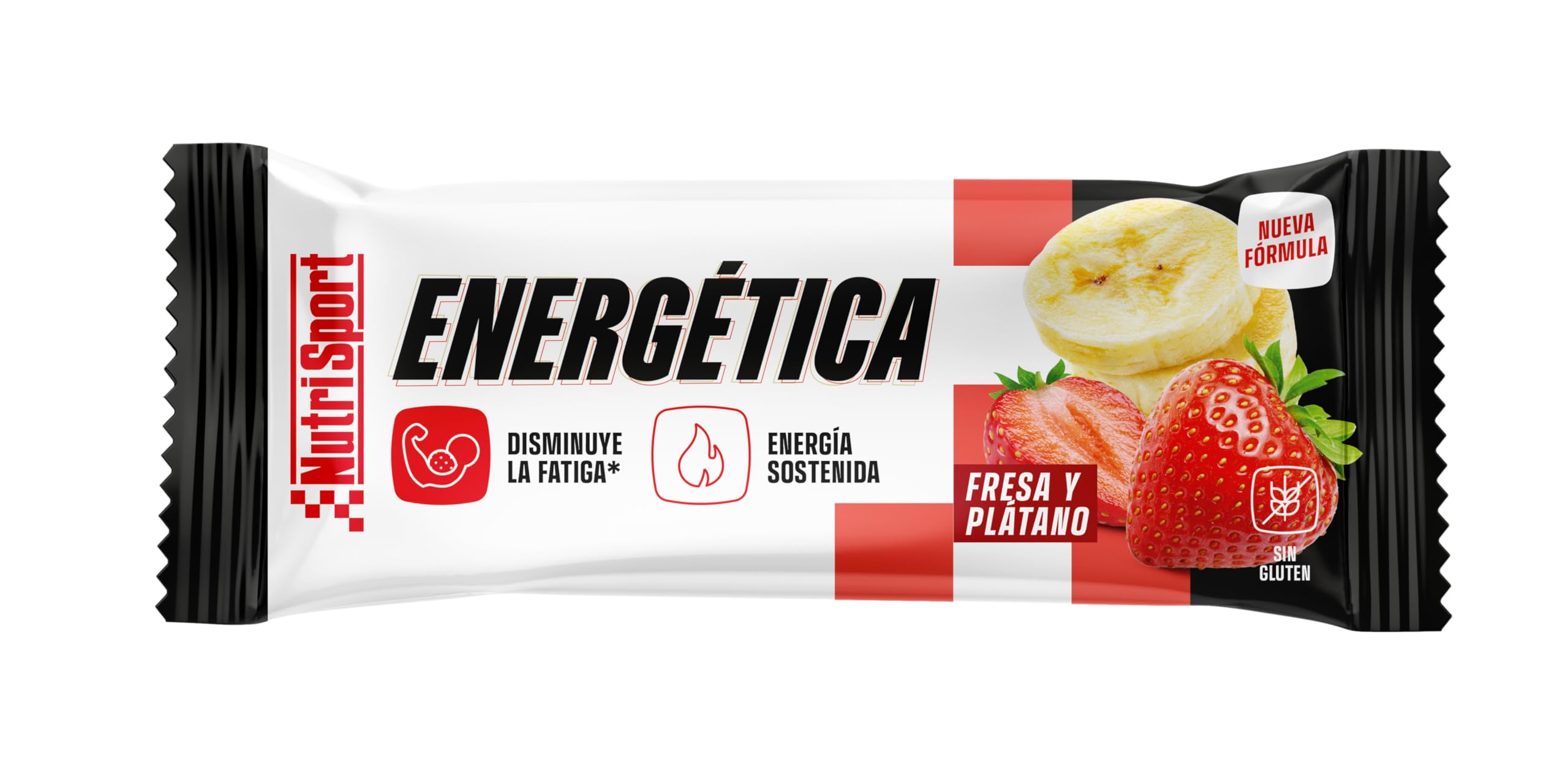 Nutrisport - Batony energetyczne 49g - O smaku truskawki i banana - Wysoka zawartość białek i węglowodanów - Bez oleju palmowego - Bez glutenu - Pudełko 24 szt.