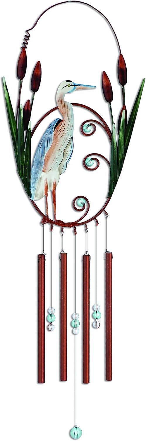 Sunset Vista Designs Kathy Hatch Seaside Blue Heron Wind Chime, 18