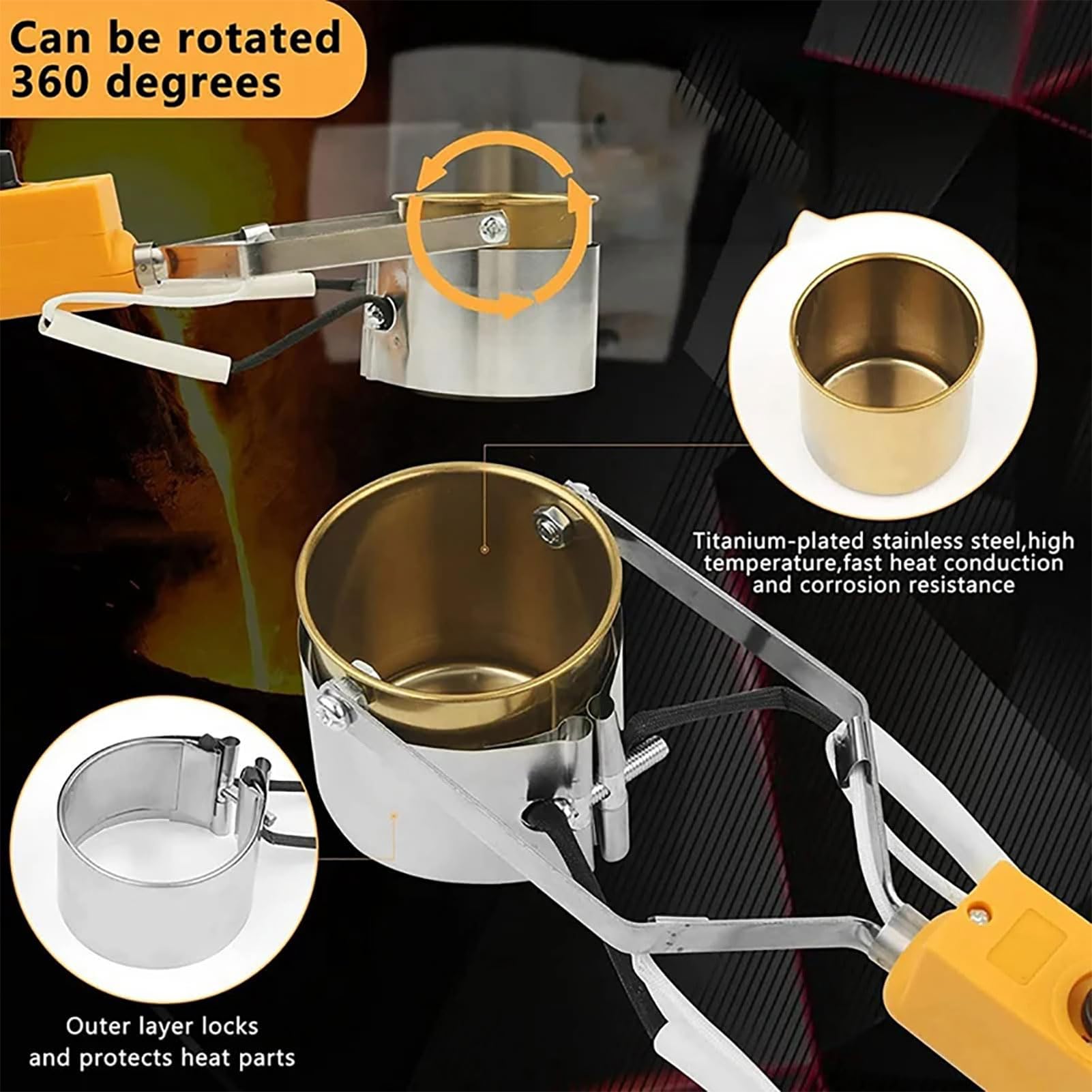 QUTBAG Crisol eléctrico, crisol de Plomo con Temperatura Ajustable de 150-450 ℃, Horno de Soldadura portátil con asa, para moldes de Peso de Pesca y Colgante de Metal 300W