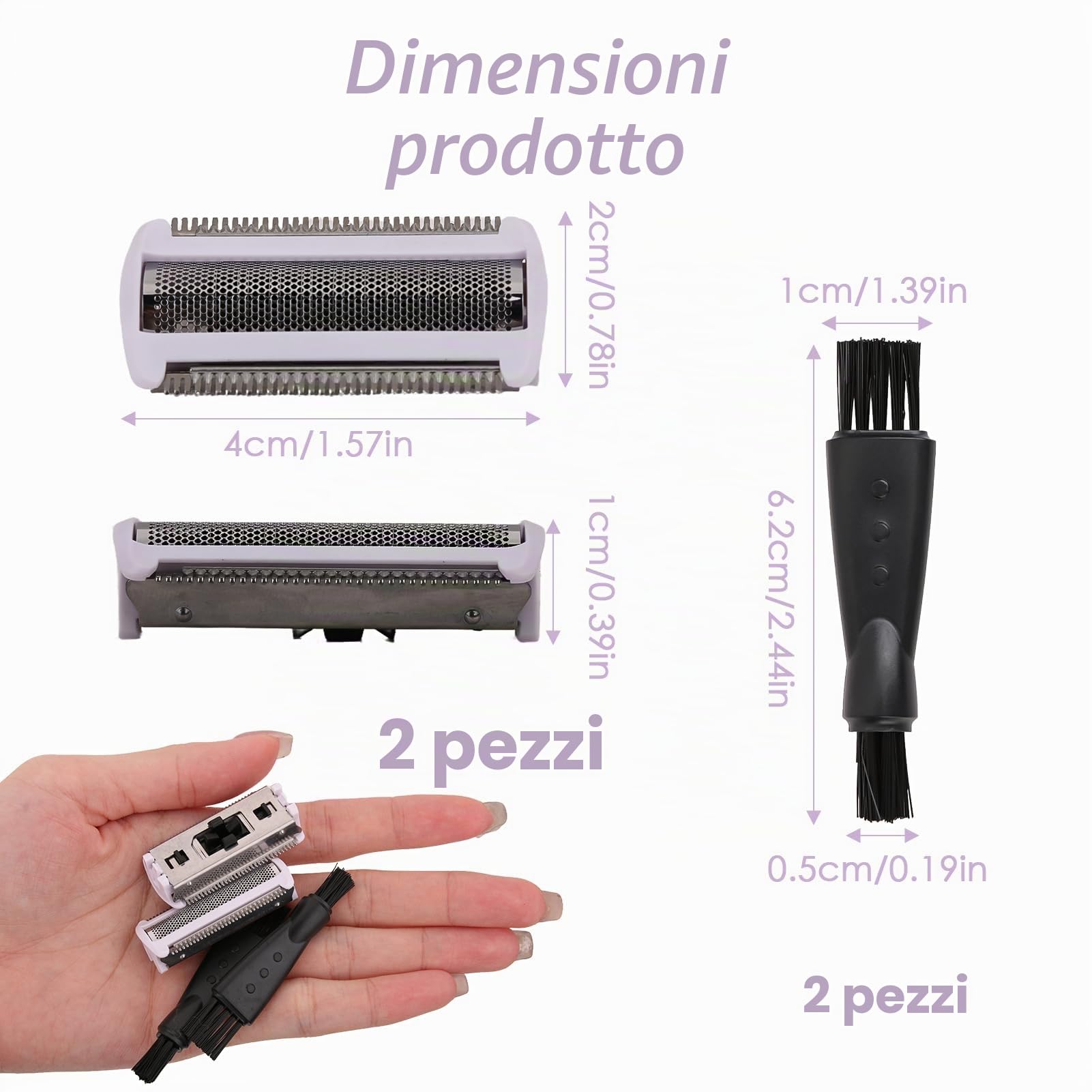 2 lame di ricambio per rasoio BRL130 BRL140 BRL175 BRL146 Bre620 Bre640 Bg2040 Bg2020 Wet & Dry Ladyshave - 2 lame da rasoio da donna