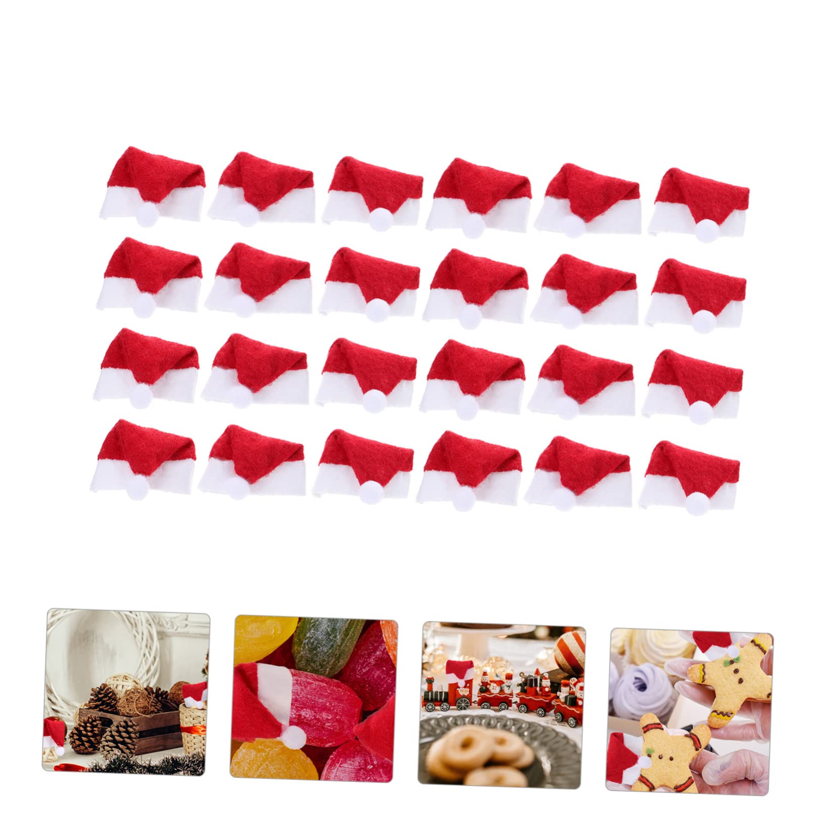 SUPVOX 24 Piezas Mini Gorros de Papá Noel para Pequeños Sombreros Navideños Rojos y Accesorios para Fiestas de Navidad