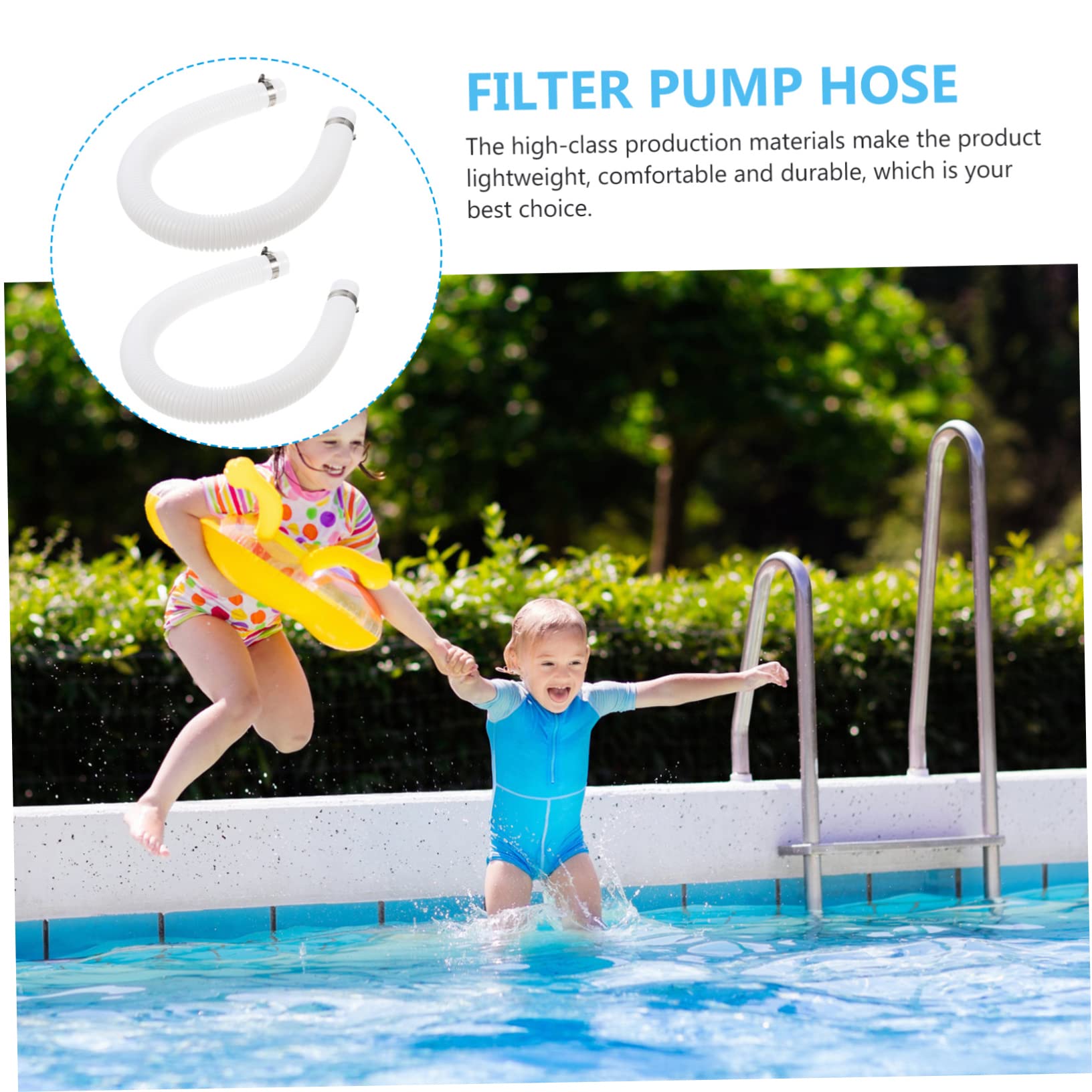 BESPORTBLE Manguera De Piscina Inflable De Repuesto Para Bomba, Compatible Piscina 300-1000 Galones, Doble Tubo Cuatro Conectores Para Mantenimiento y Filtrado