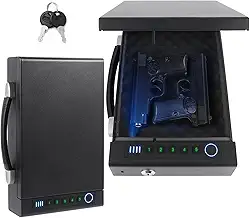 Seguro para arma biométrica de impressão digital para revólver, 3 métodos de acesso rápido, com impressão digital/PIN/chave digital, adequado para armários de cabeceira, guarda-roupas e cofres de