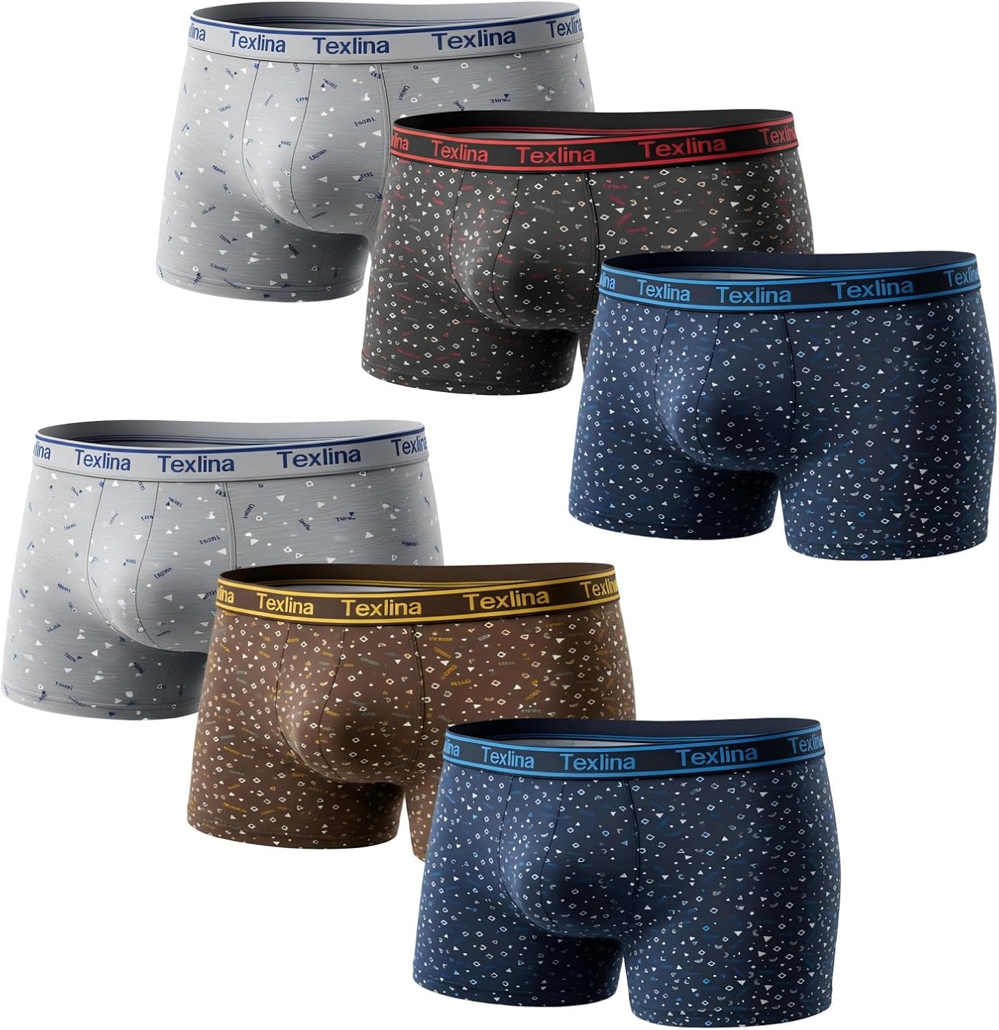 Men's Boxer Briefs with 3D Ultra-Roomy Pouch, Breathable Moisture Wicking, Patterned Design, 6 Pack(S-4XL)