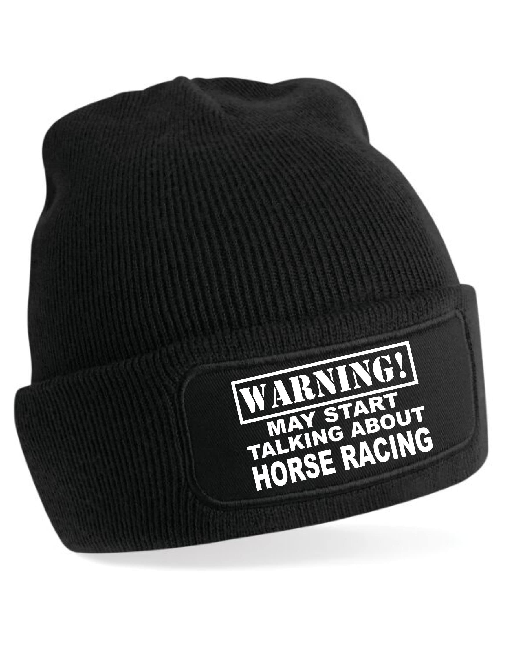 Print4u Women's Black May Talk About Horse Racing Beanie Hat Gift For Lovers Of Horses Unisex