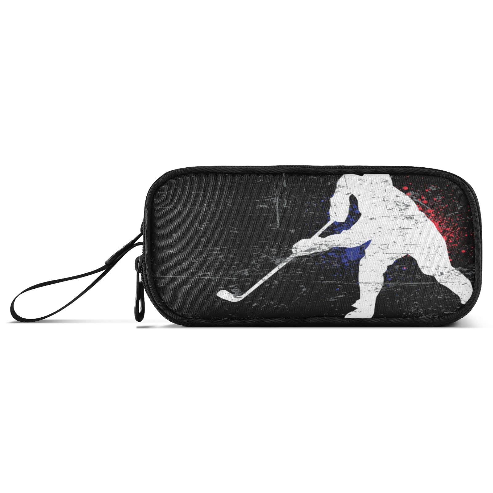 Fisyme Hockey Sport Pencil Case Large Capacity Pen Box Makeup Pouch Holder Organizer Stationery Bag for School Office College Traval Adults