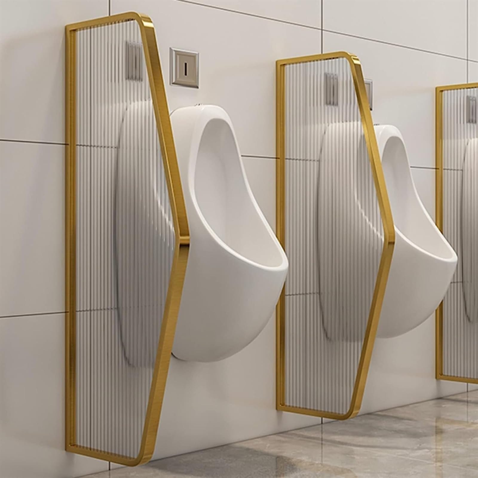 Komercyjna przegroda do pisuaru, ścianka działowa do pisuaru, ścianka działowa, rama ze stali nierdzewnej i przezroczysty szklany panel do toalety hotelowej/publicznej (Colo