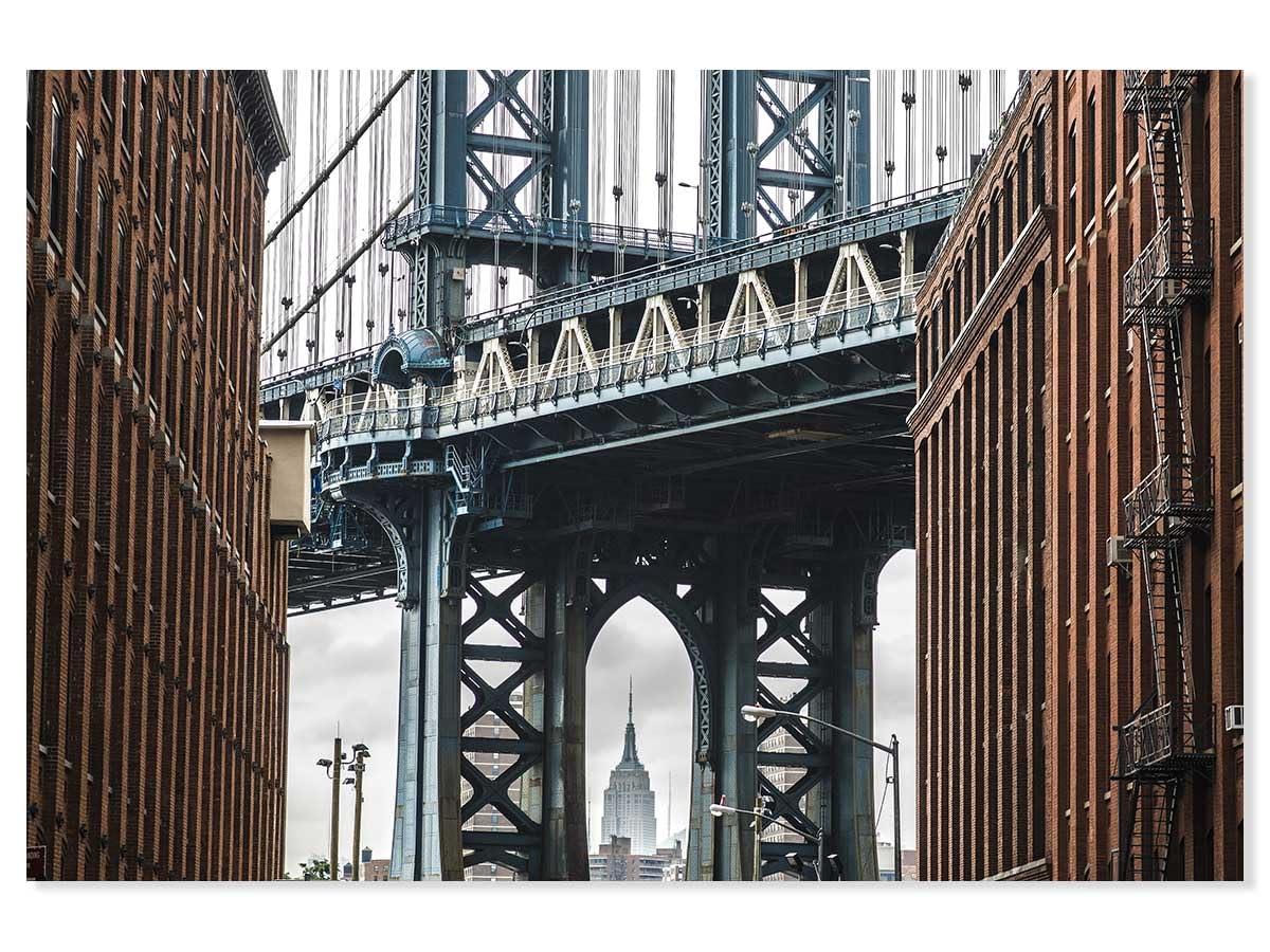 Tableau New York en verre acrylique 90x60 cm de Manhattan Bridge fabriqué en France