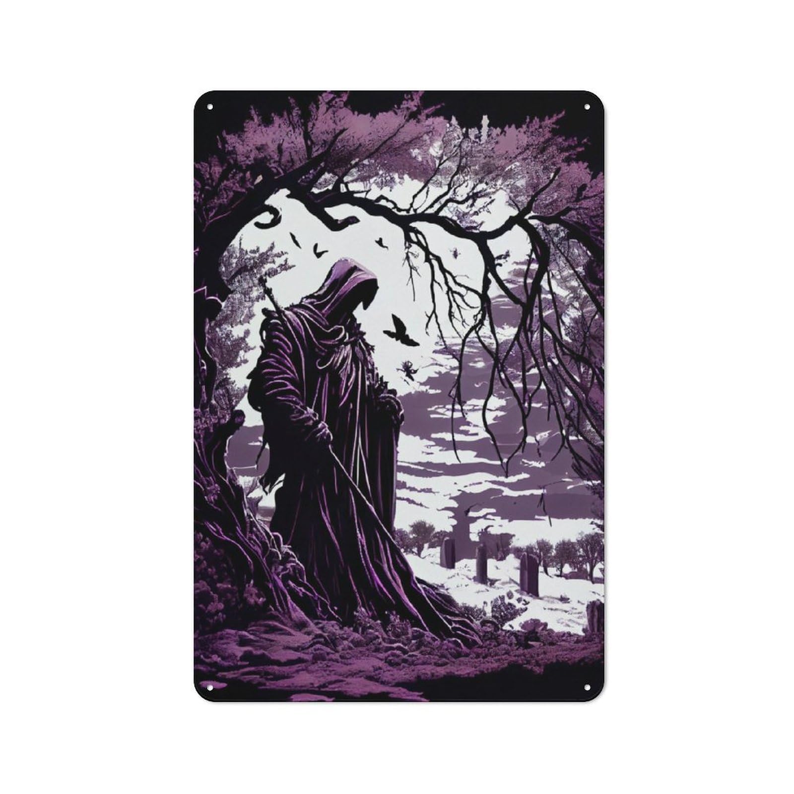 Junmoney Death In Lilac Retro Metal Wall Sign 30X20cm For Guest Room Or Hallway, New-Space Wall Decor For Home Decor Collectors