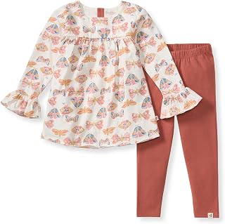 baby-girls Long Sleeve Top and Pant Set, 100% Organic Cotton Outfit