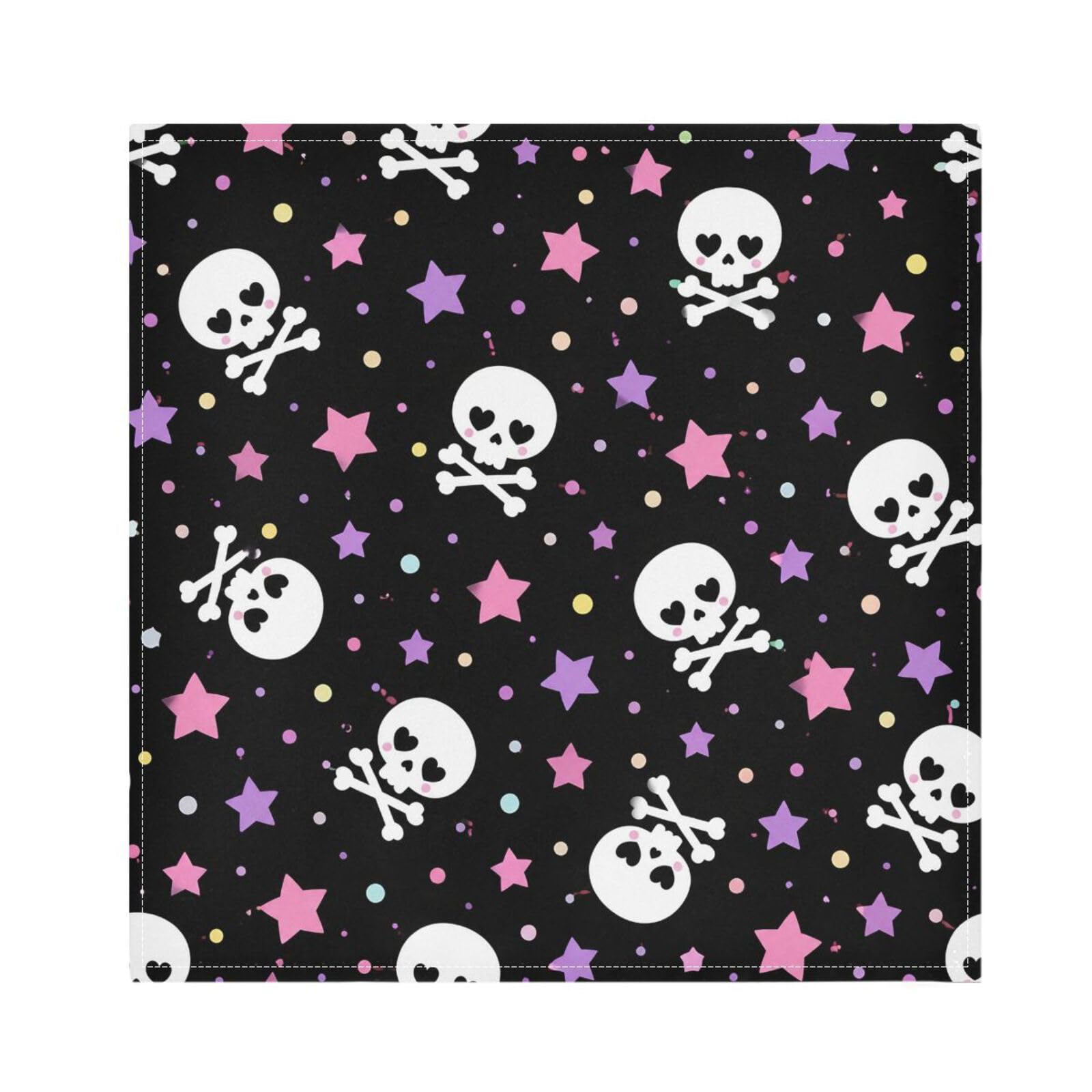 Ttgoth Stars Skull Cloth Napkin Set of 6 Washable & Reusable Dinner Napkins for Dining Table, Banquets, Wedding, Party, 50x50 cm