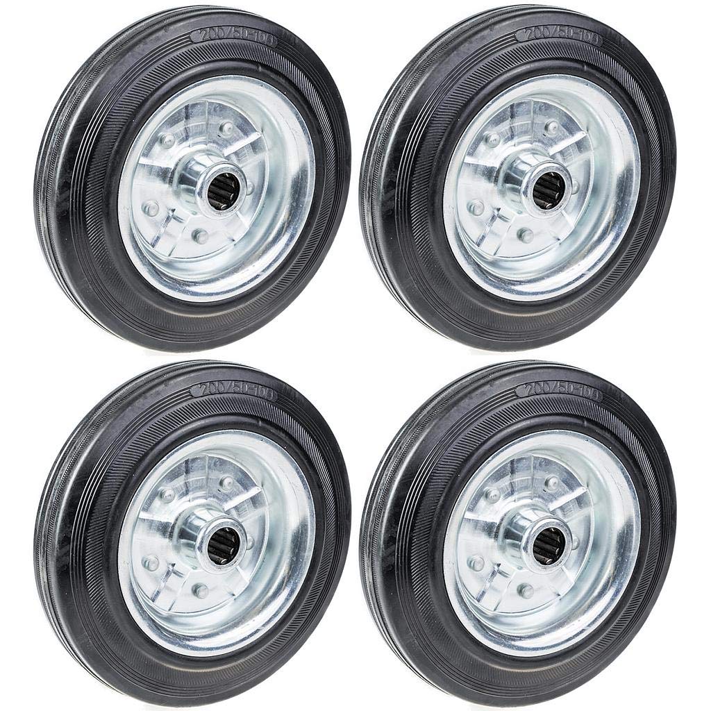 Ruote In Gomma 200Mm, Mozzo In Lamiera, 20Mm 800Kg, 4 Unità-image