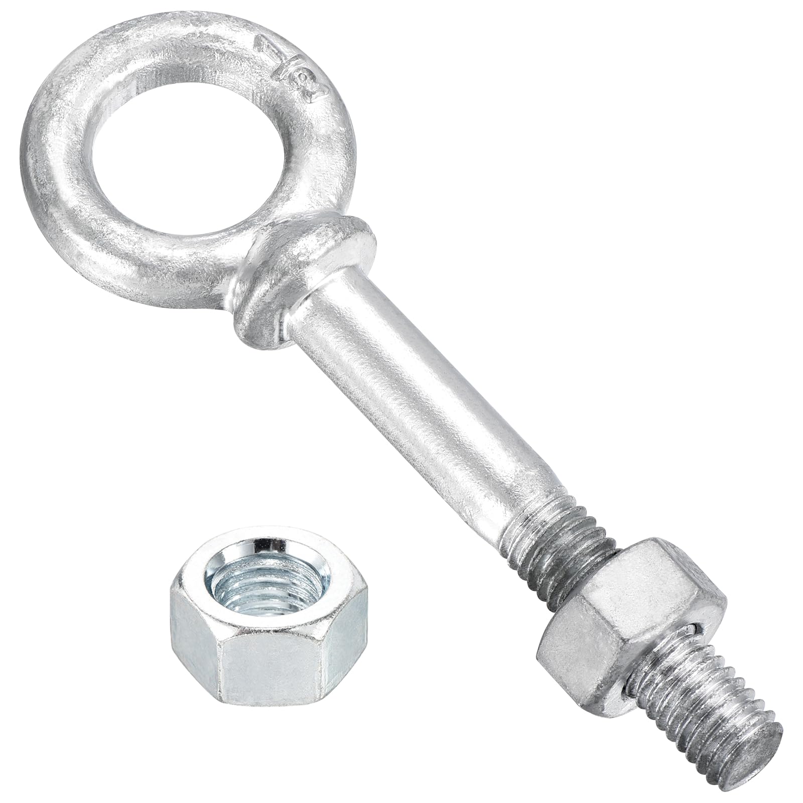 METALLIXITY Shoulder Eye Bolt with Nuts(1/2"x3-1/4") 1Set, Zinc-Plated Carbon Steel Machinery Lifting Ring Threaded Eye Bolt - for Load Hoisting, White
