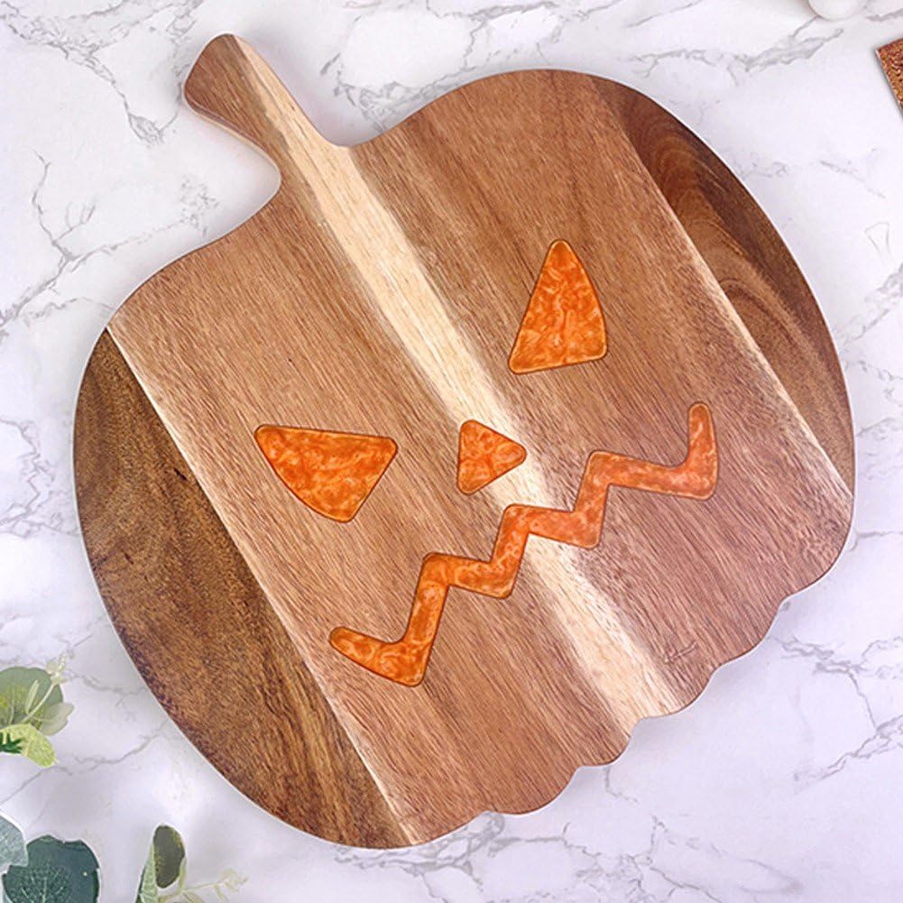 Dianzan Tagliere di Halloween, Tagliere a Forma di Zucca di Halloween, Taglieri in Resina E Legno, Vassoio Portata