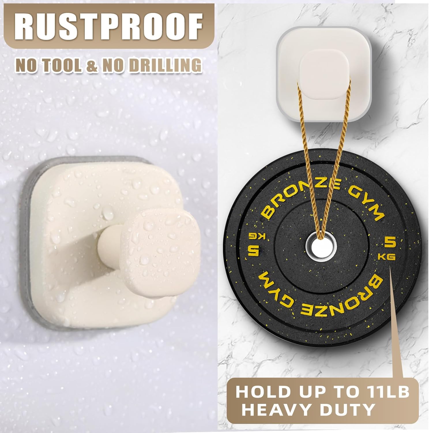 No-Drill Reusable Suction Cup Hooks, Towel, Robe, Loofah, Coat Hook for Glass, Mirror, Tile, Shower, Bathroom, Kitchen & Metal (Smooth, Non-Porous Surfaces) (4, Milk White)