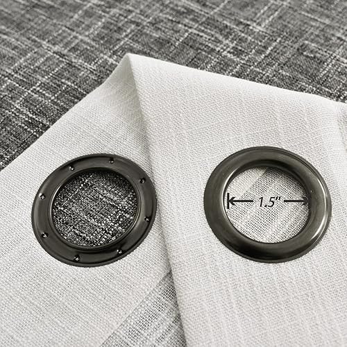 Miniatura 4 de Central Park Panel de cortina degradado de lino con estampado degradado en mezcla de rayón para sala de estardormitorio, blanco crema a gris, 40 x