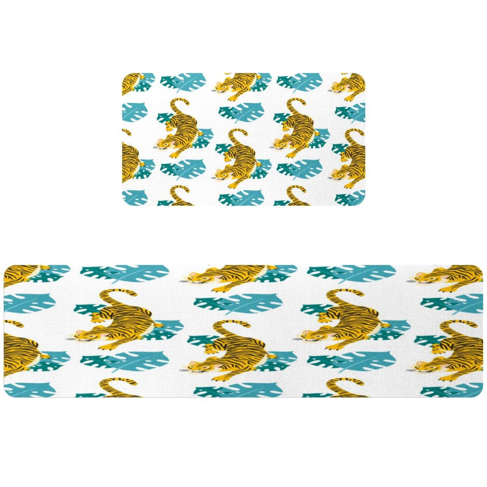 Tapis de cuisine tigre pour couloir et buanderie style tropical