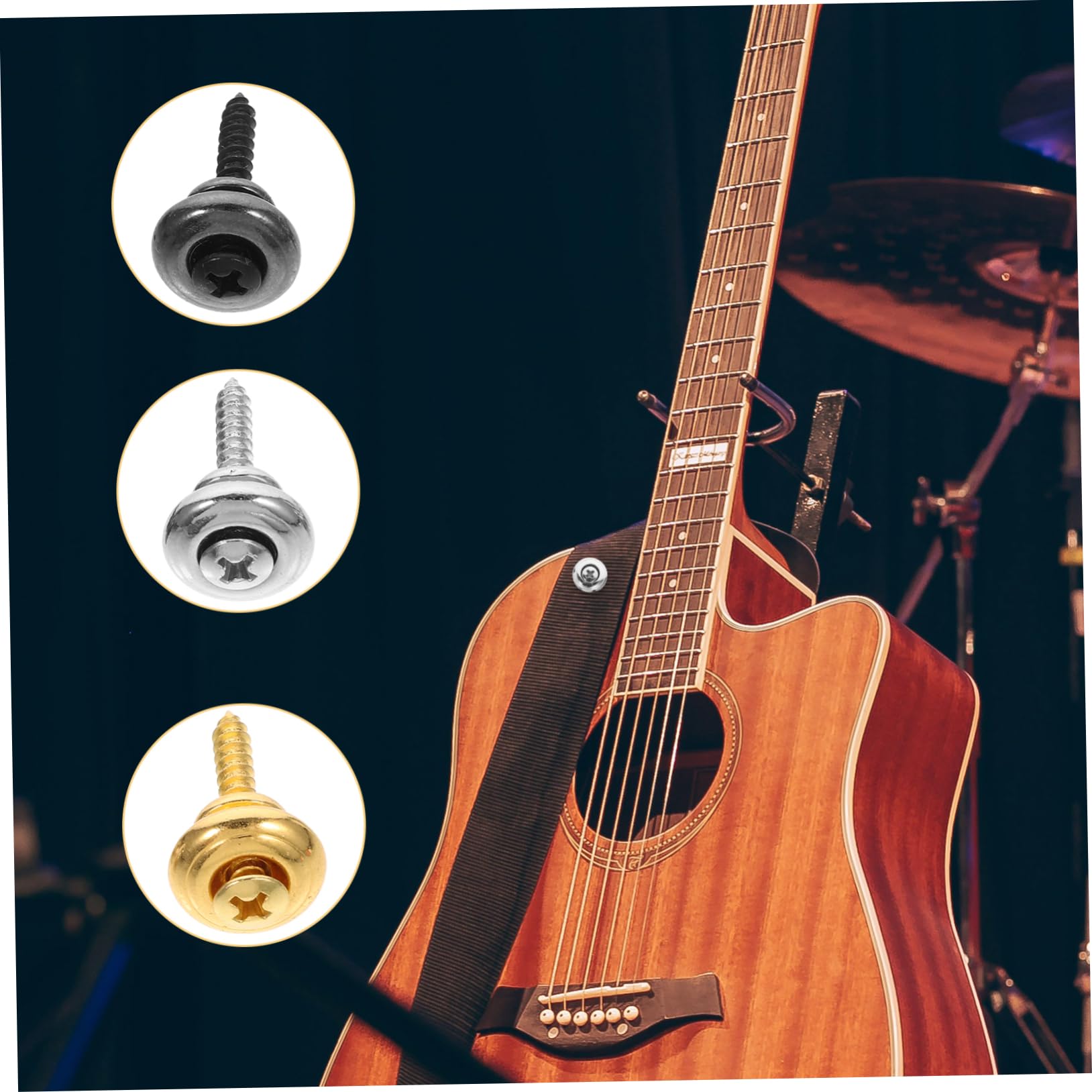 OFFSCH Guitar Strap Button Lock Strap Components for Guitar Bass Ukulele Flat Head Design for Easy Installation Replacement Guitar Supplies