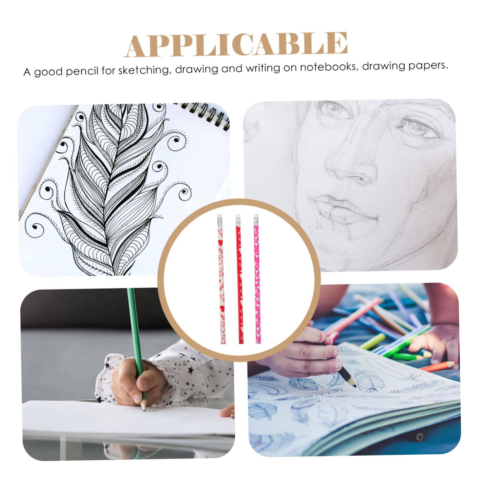 Operitacx 4 Ensembles Crayon D'amour Taille Crayon Indiquer Mini-crayons Hb Crayon Ergonomique Gomme Pastel Crayons D'écriture Scolaire Crayons Quotidiens Pour Enfants Peuplier 50 Pièces * 4