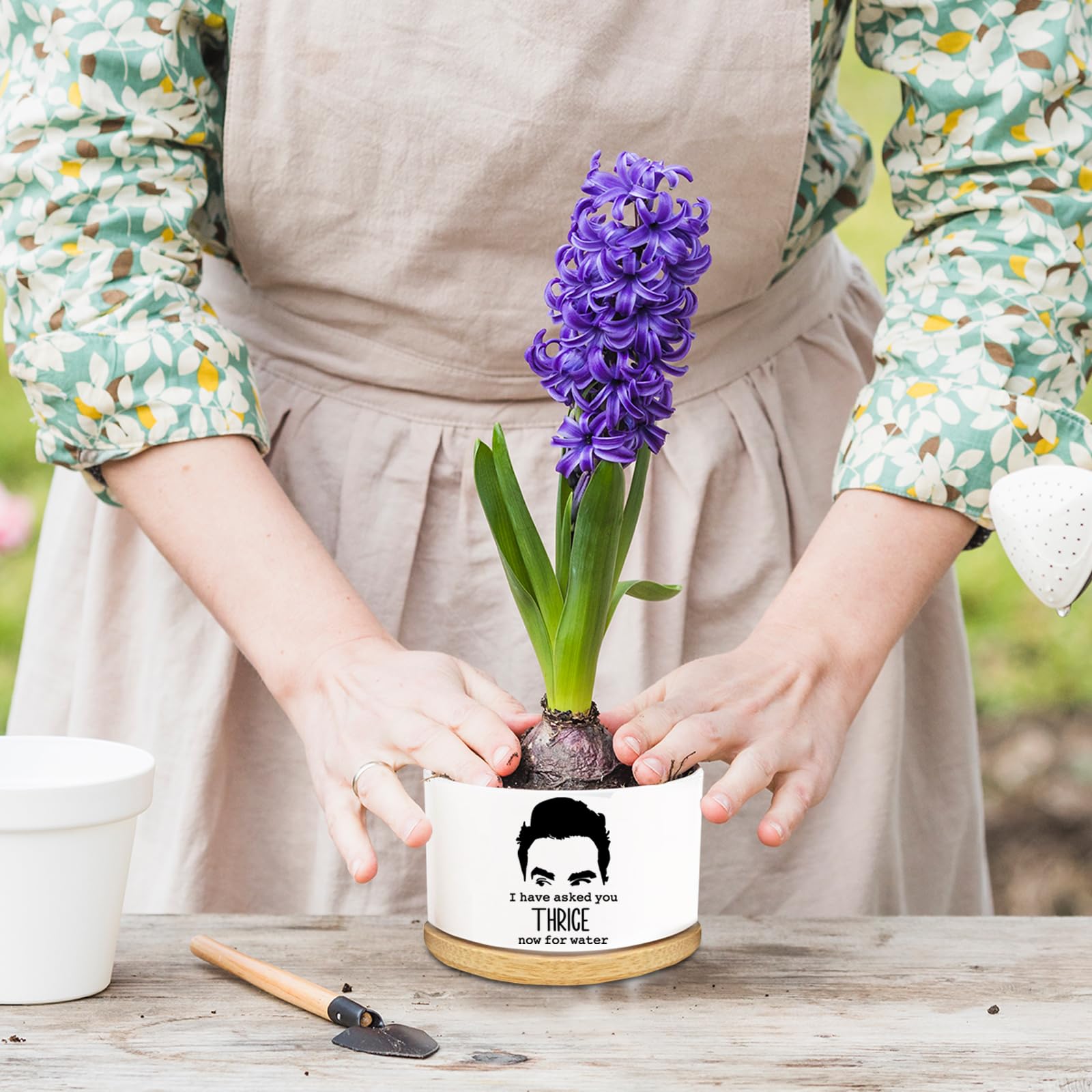 FZTUON Thank You for Helping Me Grow Succulent Planter Pots with Bamboo Tray, Indoor Planter for Women Men, Friends - Image 4