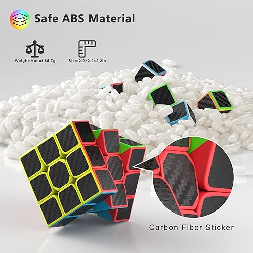 Miniatura 5 de Vdealen Juego de cubos de velocidad de pirámide de 2 x 2 x 2 x 2 pulgadas, 3 x 3 x 3 x 3 pulgadas, juego de cubos de velocidad de fibra de carbono