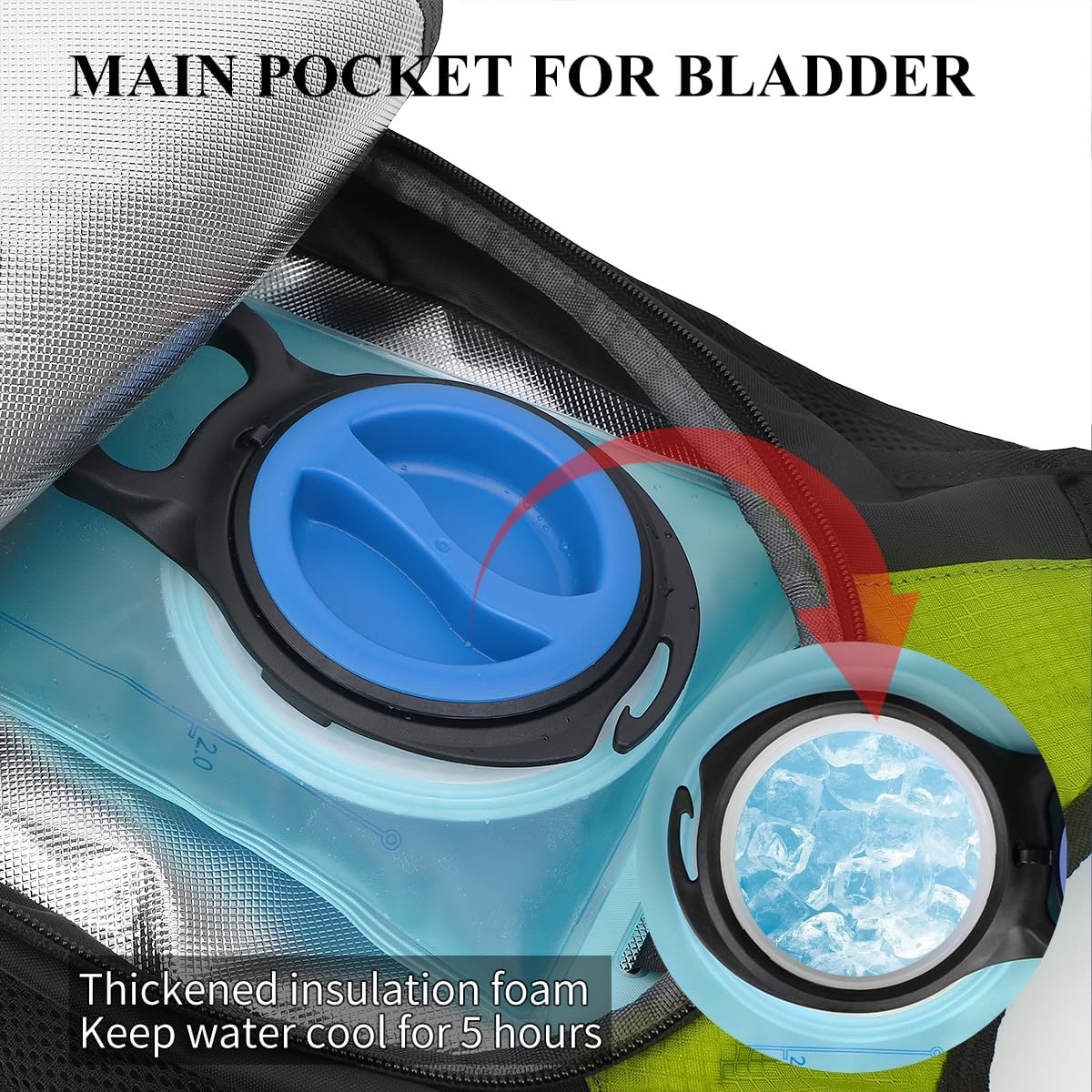 NONSAR Hydration Backpack, Hiking Backpack with 3L Water Bladder, Lightweight Insulation Hydration Pack, Water Backpack for Hiking, Cycling, Running, Festival, Camping for Men Women - Image 7