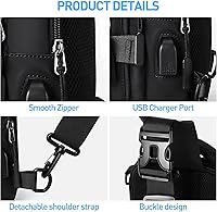 Vista 7 de Mochila cruzada pequeña negra para hombre y mujer, H-Negro, S, Moda