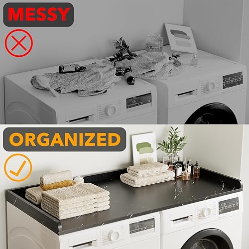 Miniatura 3 de SpaceAid Encimera de lavadora y secadora, estante de madera con borde, 54 pulgadas de ancho x 27.5 pulgadas de profundidad, organizador de
