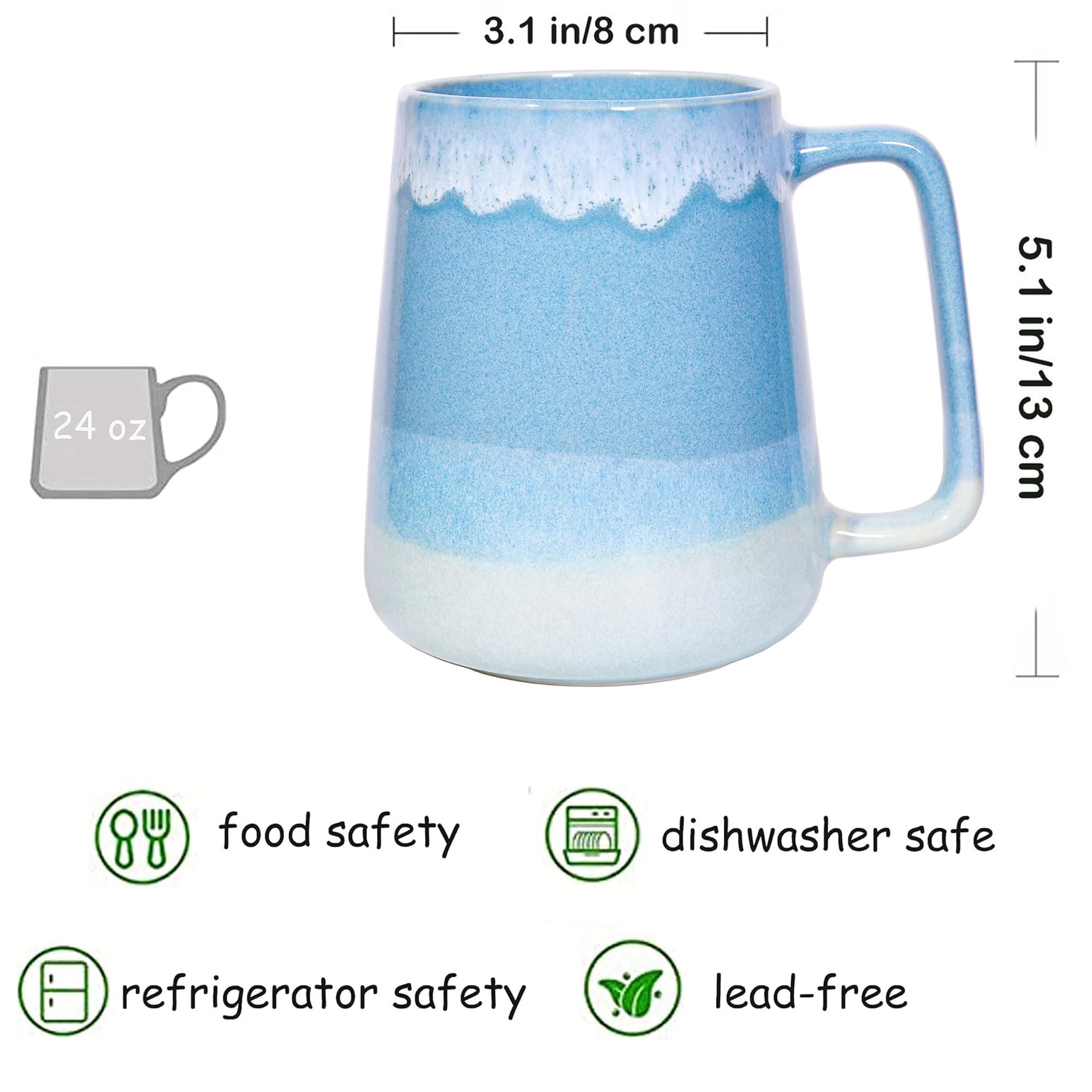 Cteahrow Large 24 OZ/700ml Ceramic Coffee Mugs - Image 2