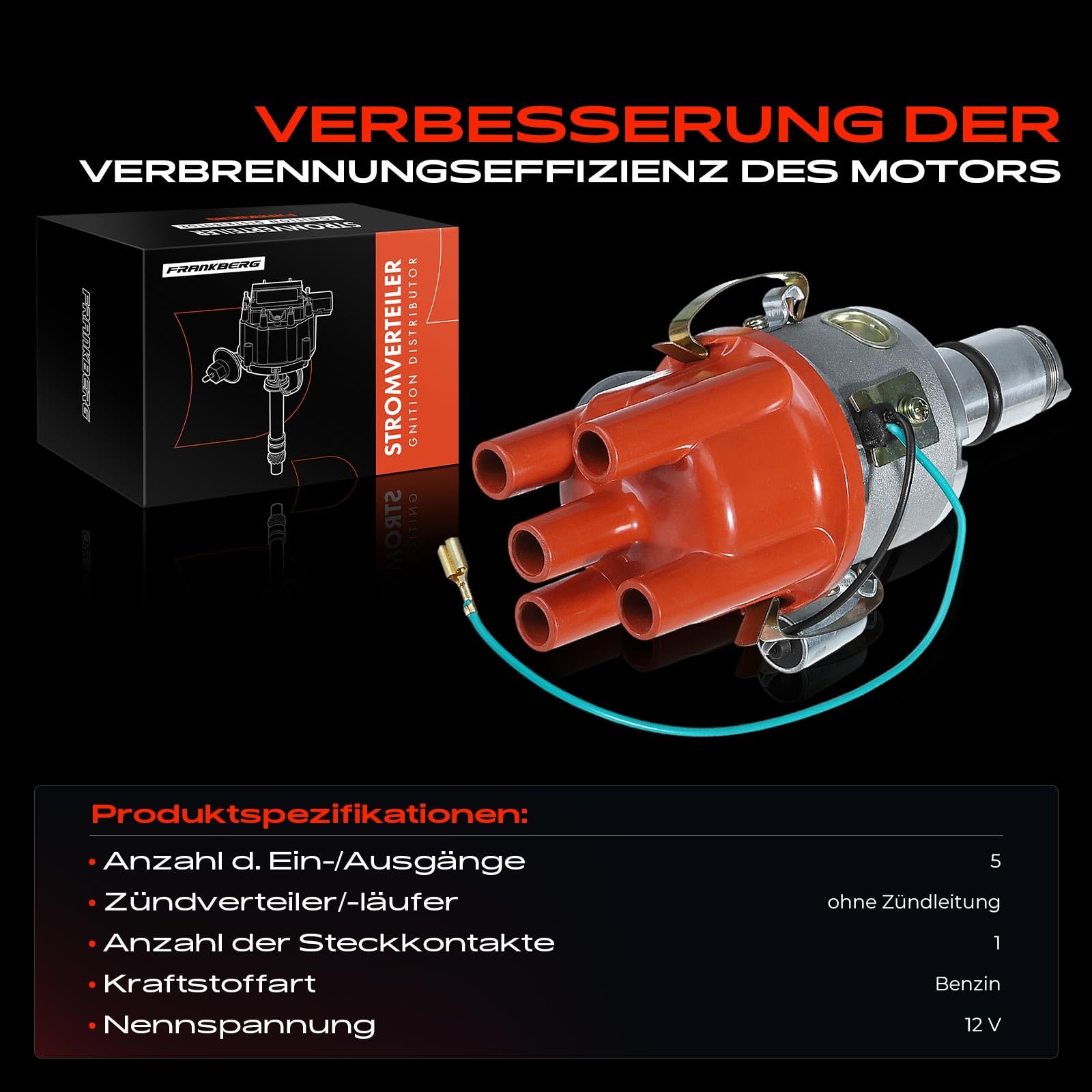 Frankberg Distribuidor de encendido Gasolina Compatible con Kaefer 1.3L Kaefer cabrio 15 1.5L Transporter I Bus 22 24 25 28 1.5L Kaefer cabrio 15 1.6L Transporter II Bus 22 23 24 1.7L 113905205AN