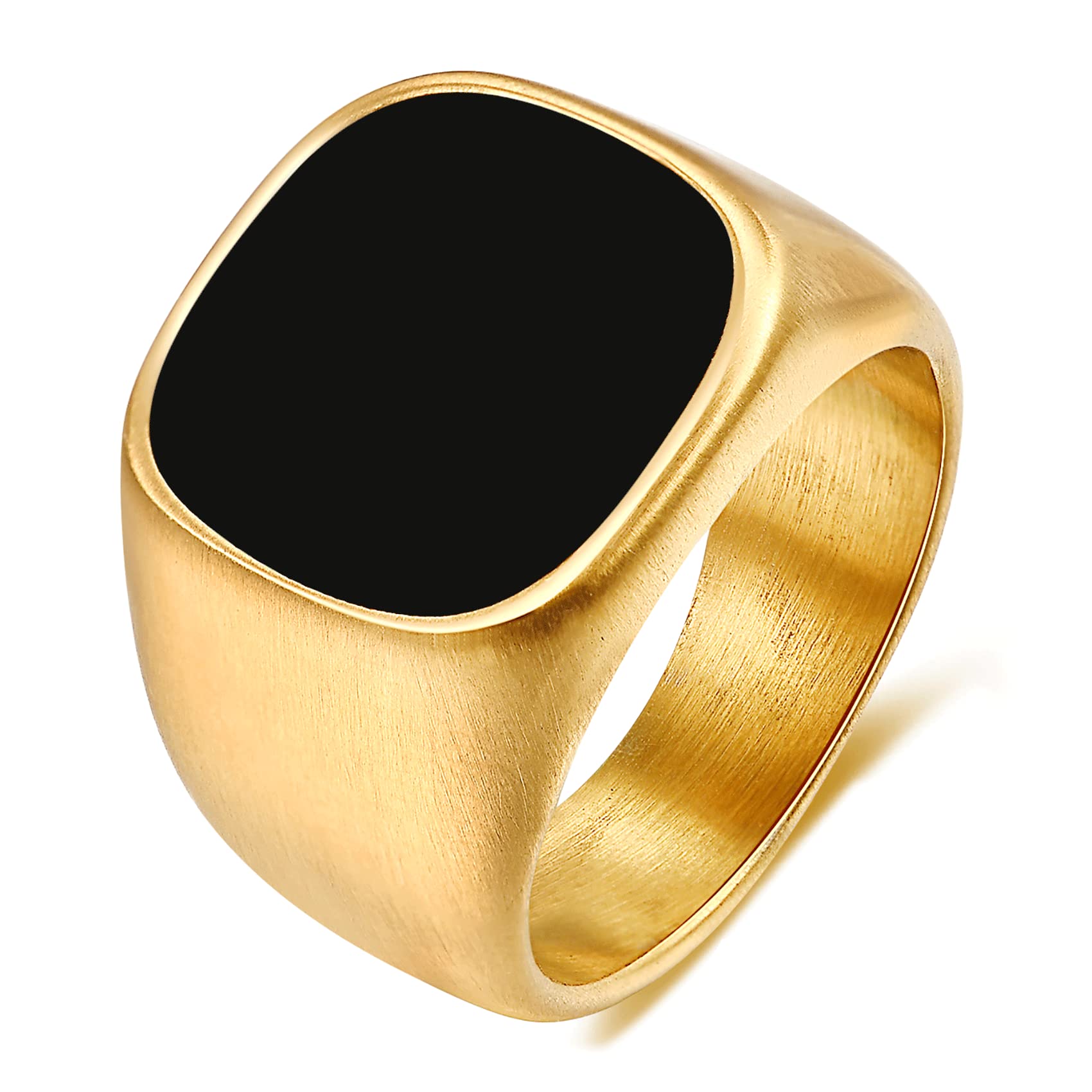 Signet Rings for Men Women,Solid Polished Stainless Steel Biker Ring for Men,Ideal Gift for Dad & Boyfriend,Silver Gold Black Color for Choice, size 4-15
