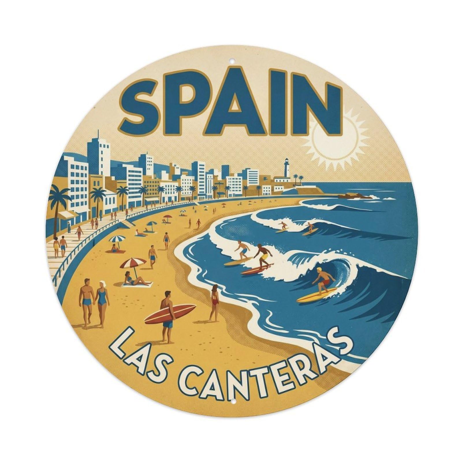 Gran Canaria Las Canteras Spain Landmark Travel Metal Tin Sign