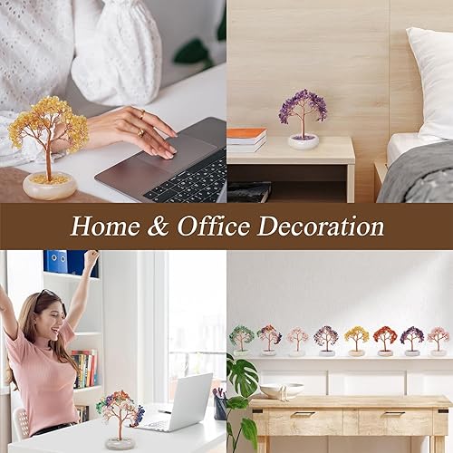 Miniatura 7 de Árbol de cristal de fluorita, gema curativa para decoración de oficina, decoración del hogar, meditación, árbol de dinero, escritorio, chakras,