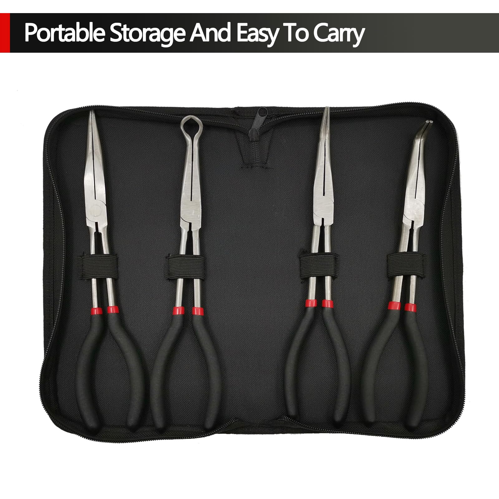 Long Needle Nose Pliers Set (4PCS-Straight/45/90/Circle), Metallic - Image 3