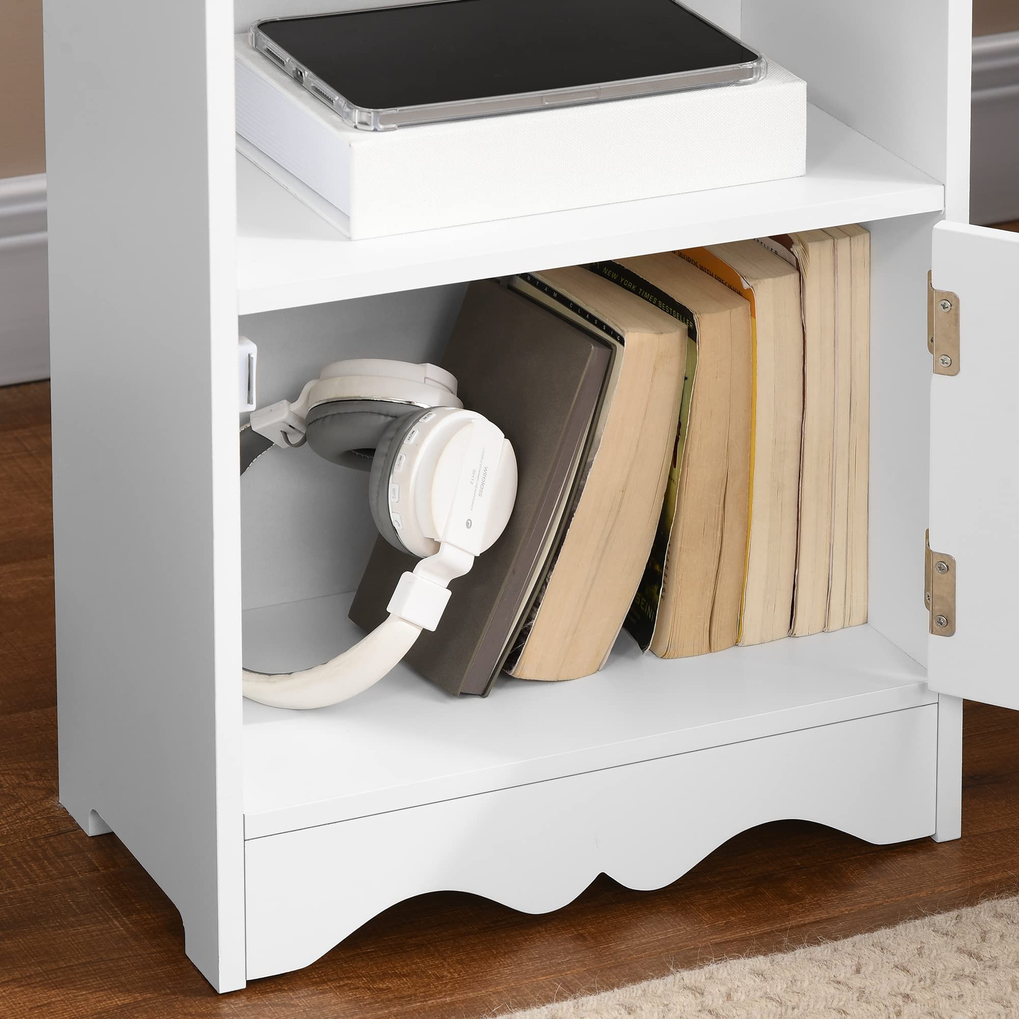 HOMCOM Mobiletto da Terra Bagno 2 Ripiani Anta 40L x 23P x 80A cm Bianco | Armadietto, in MDF