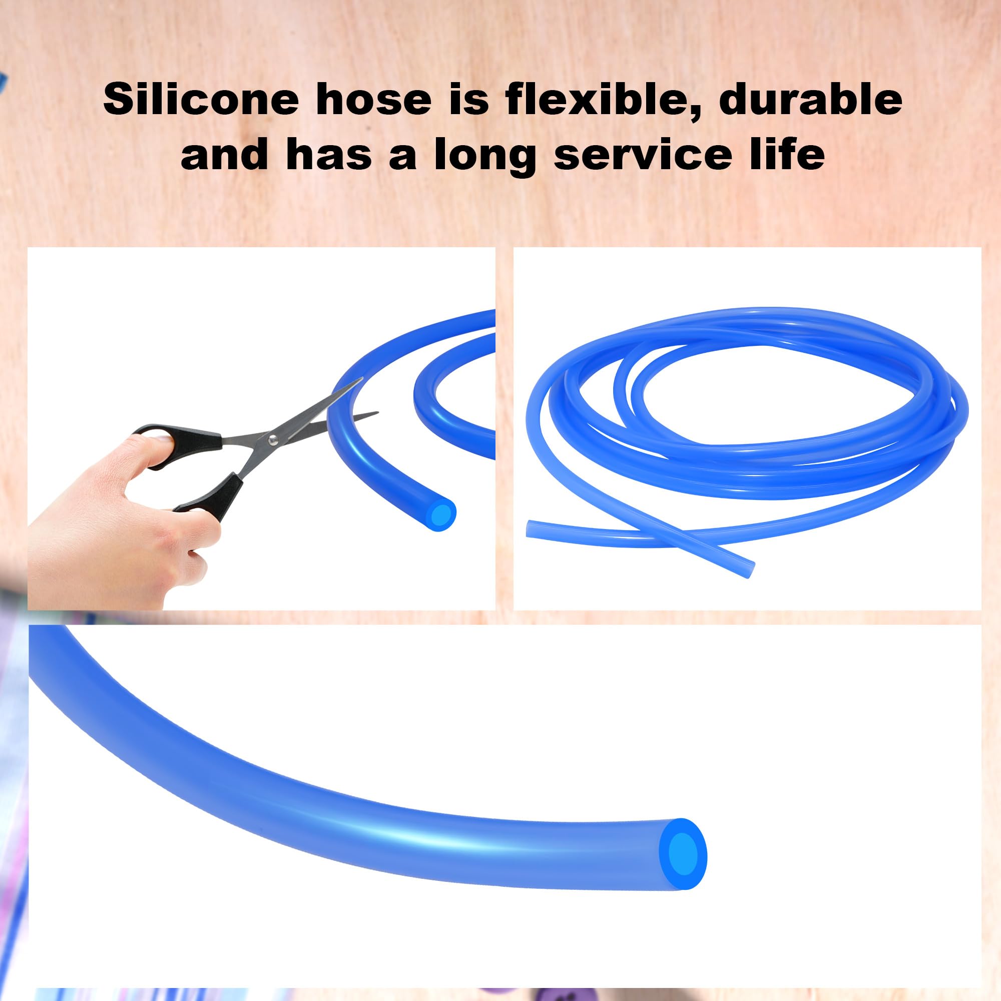 Tubo Flessibile In Silicone Blu 3x6 Mm - 3 Metri, Resistente Da -60°C A +220°C Per Acquario, Pompe - 2