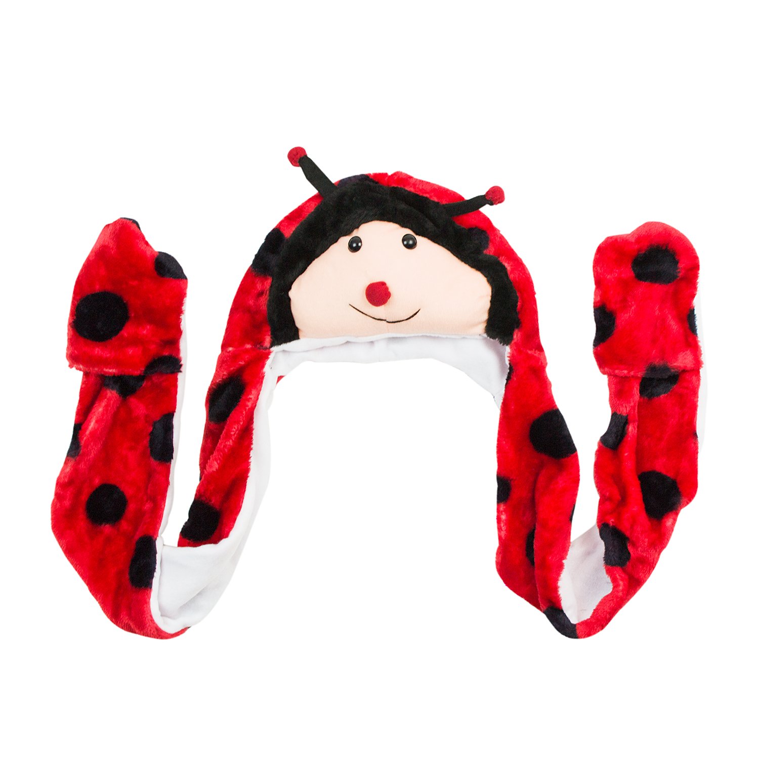 Super Z OutletCute Plush Animal Head Winter Hat Warm Winter Fashion Clothing Accessories (Lady Bug (Long))